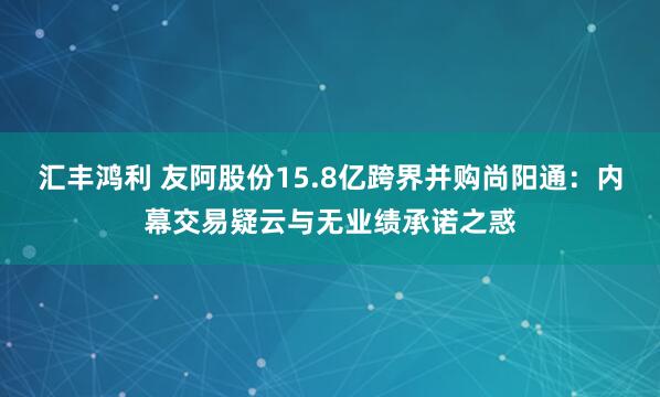 汇丰鸿利 友阿股份15.8亿跨界并购尚阳通：内幕交易疑云与无业绩承诺之惑